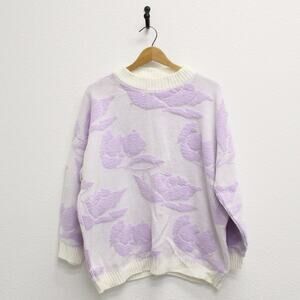 Vintage Floral Knit Sweater Large
